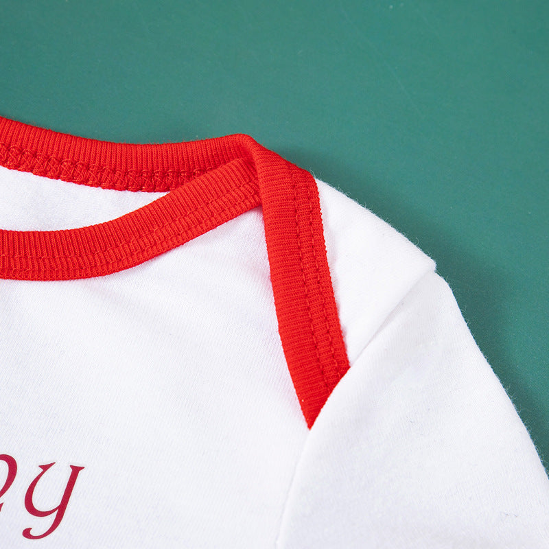 Baby Girl Christmas Party Holiday Clothes Cartoon Old Man Tree Baby's Gown Shoes Hair Accessories 3-piece Set