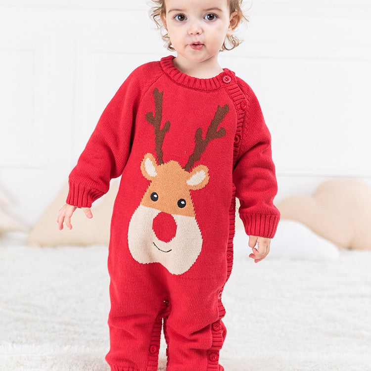Newborn Baby Clothes Baby Crawling Clothes Thickening Out Baby Harness Christmas Holiday Onesie