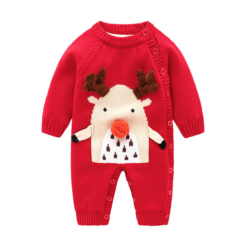 Newborn Baby Clothes Baby Crawling Clothes Thickening Out Baby Harness Christmas Holiday Onesie