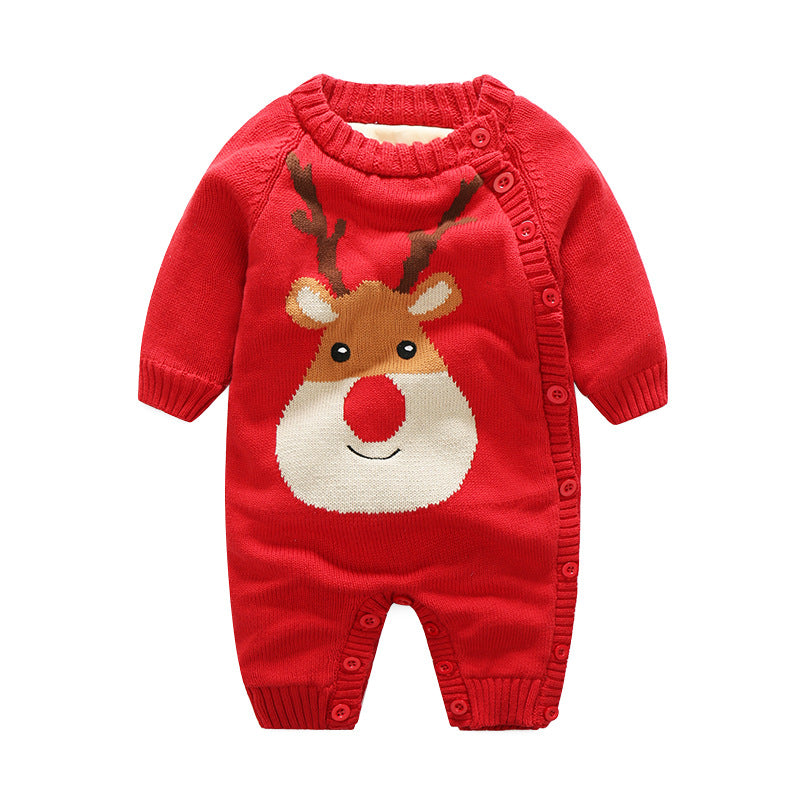 Newborn Baby Clothes Baby Crawling Clothes Thickening Out Baby Harness Christmas Holiday Onesie