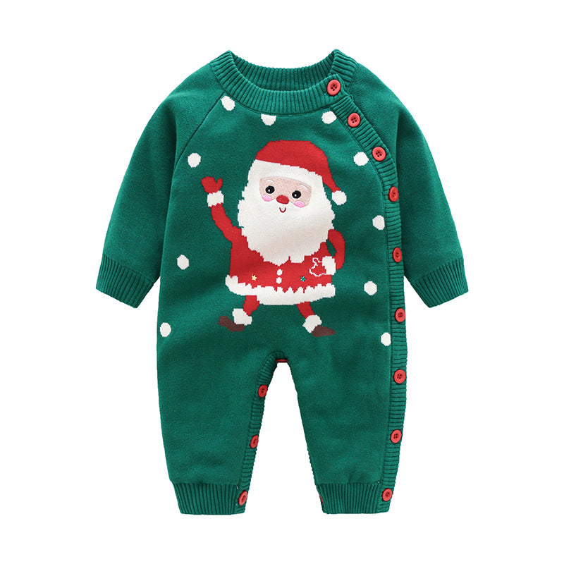 Newborn Baby Clothes Baby Crawling Clothes Thickening Out Baby Harness Christmas Holiday Onesie