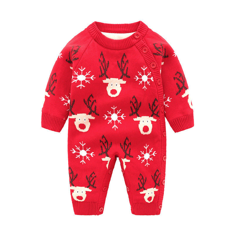Newborn Baby Clothes Baby Crawling Clothes Thickening Out Baby Harness Christmas Holiday Onesie