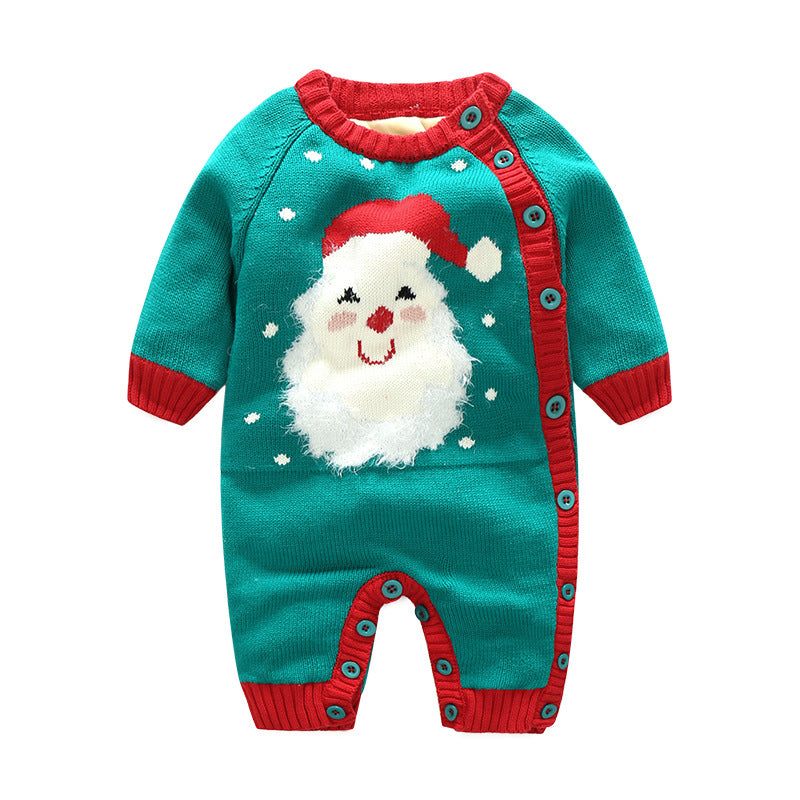Newborn Baby Clothes Baby Crawling Clothes Thickening Out Baby Harness Christmas Holiday Onesie