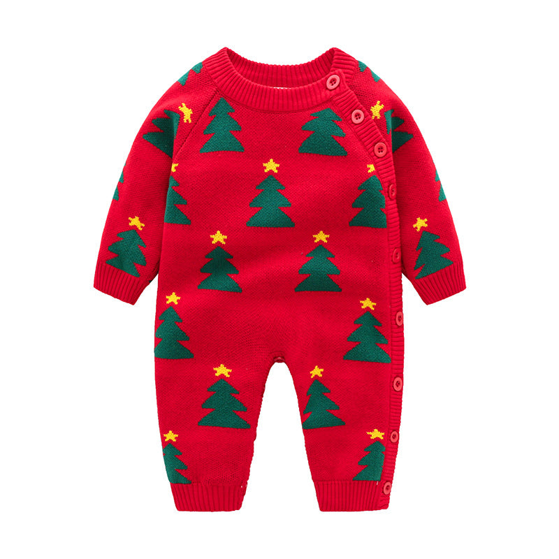 Newborn Baby Clothes Baby Crawling Clothes Thickening Out Baby Harness Christmas Holiday Onesie